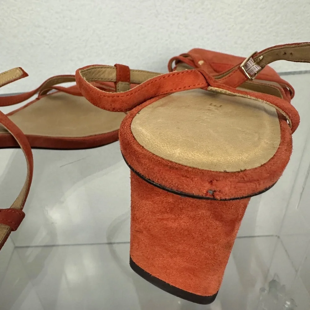 Frame La Braxton Women’s Leather Sandal Size EUR 41 Orange and Tan EUC